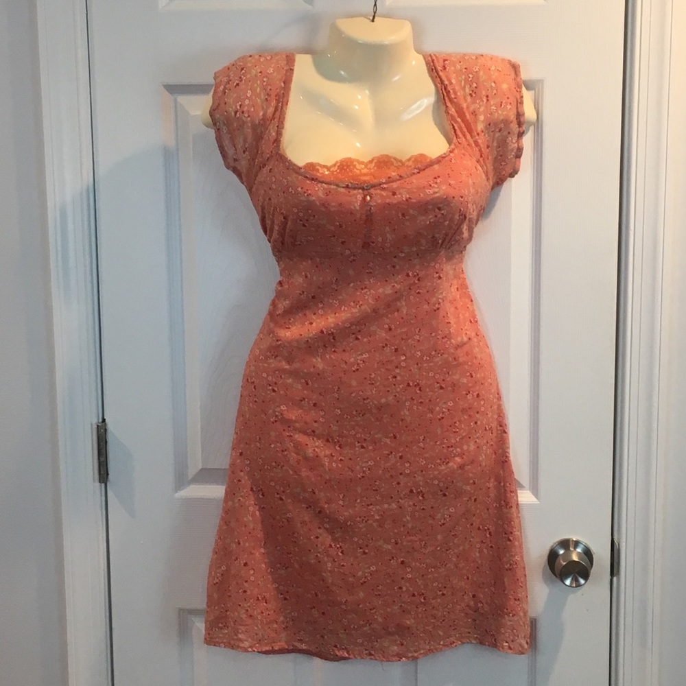 Uncivilized Sun Dress Medium Pink Floral Tie Waist